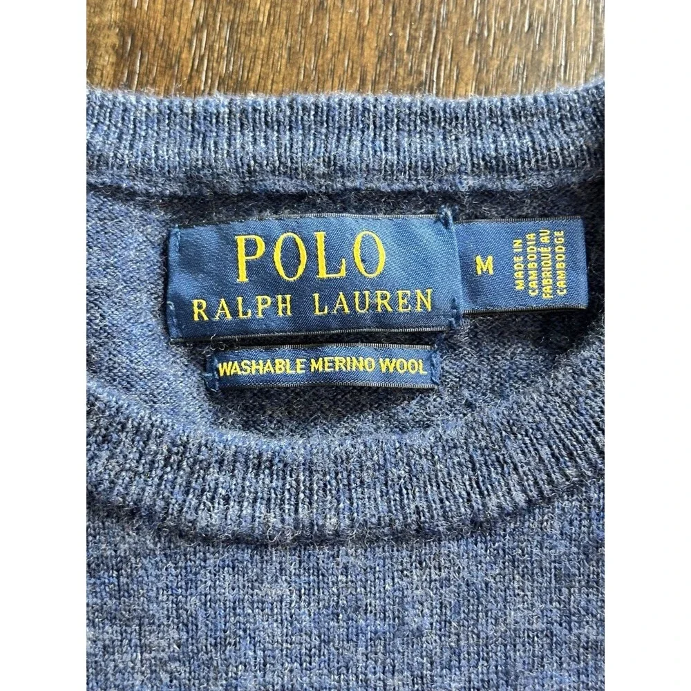 Polo Ralph Lauren Navy Blue Lightweight Washable Merino Wool Sweater Men’s M